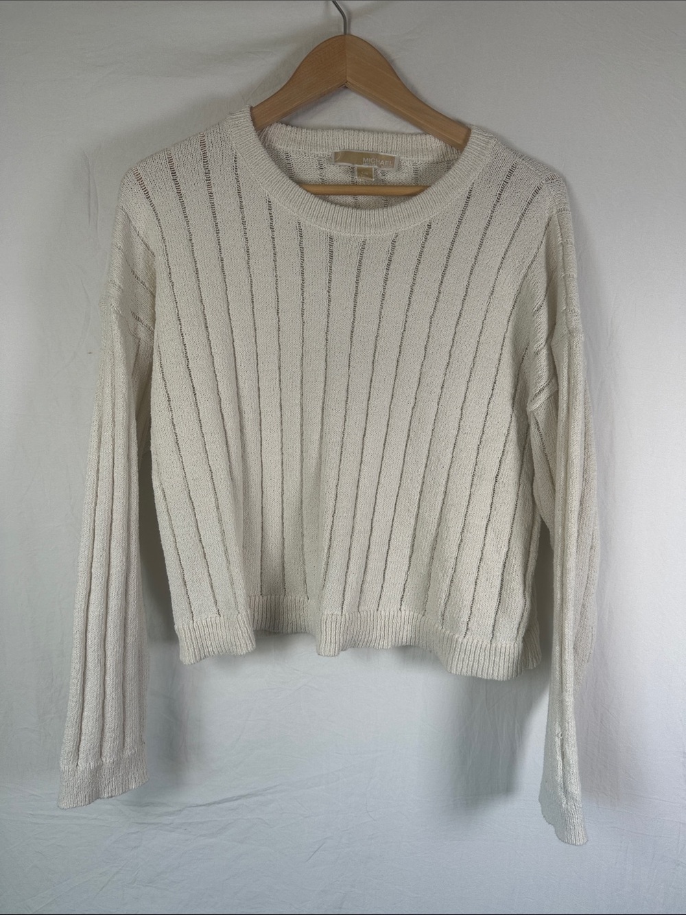 Michael Kors Off-White Ribbed Crewneck Sweater